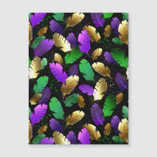 Seamless Pattern with Mardi Gras feathers