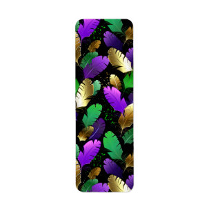 Seamless Pattern with Mardi Gras feathers