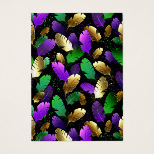 Seamless Pattern with Mardi Gras feathers