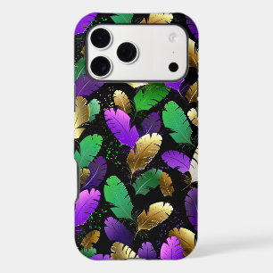 Seamless Pattern with Mardi Gras feathers