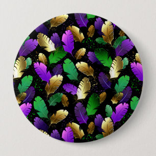 Seamless Pattern with Mardi Gras feathers 10 Cm Round Badge