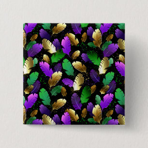 Seamless Pattern with Mardi Gras feathers 15 Cm Square Badge