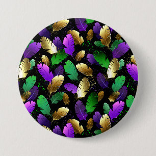Seamless Pattern with Mardi Gras feathers 7.5 Cm Round Badge