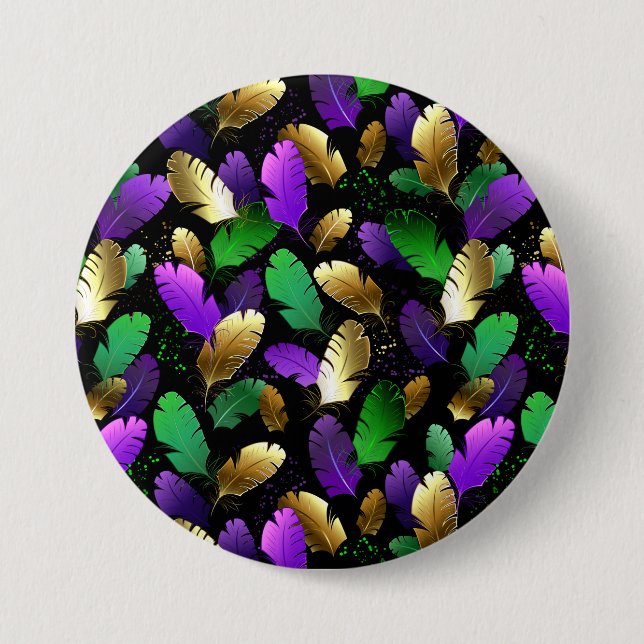 Seamless Pattern with Mardi Gras feathers 7.5 Cm Round Badge (Front)