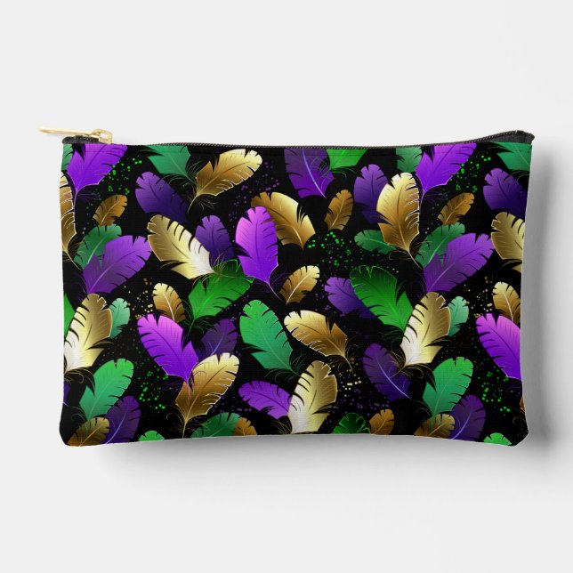 Seamless Pattern with Mardi Gras feathers Accessory Pouch (Front)