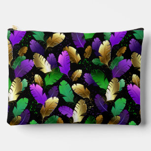 Seamless Pattern with Mardi Gras feathers Accessory Pouch