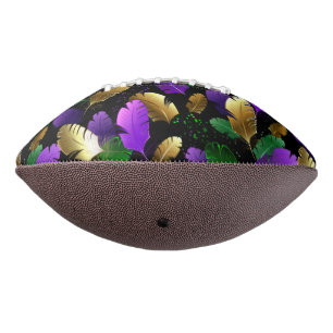 Seamless Pattern with Mardi Gras feathers American Football
