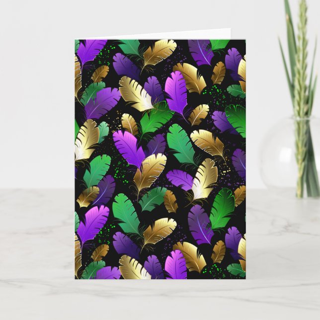 Seamless Pattern with Mardi Gras feathers Announcement (Front)