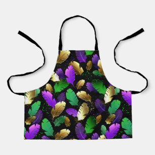Seamless Pattern with Mardi Gras feathers Apron