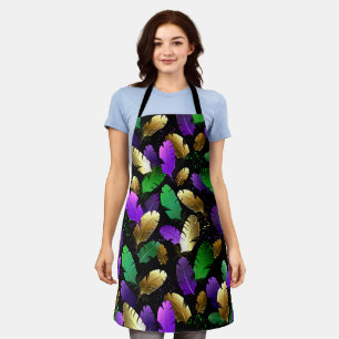 Seamless Pattern with Mardi Gras feathers Apron