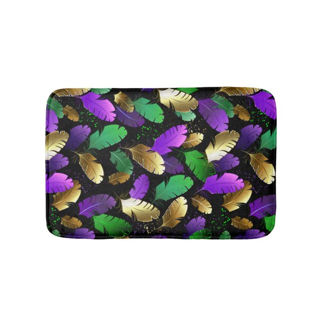 Seamless Pattern with Mardi Gras feathers Bath Mat (Front)