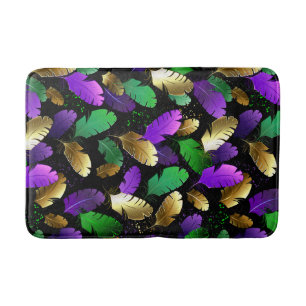 Seamless Pattern with Mardi Gras feathers Bath Mat