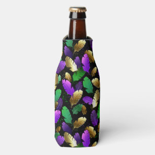 Seamless Pattern with Mardi Gras feathers Bottle Cooler