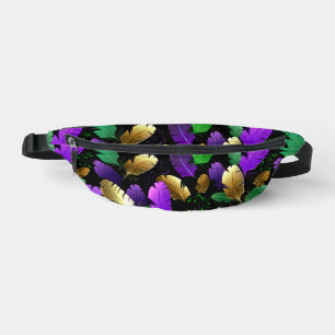 Seamless Pattern with Mardi Gras feathers Bum Bags