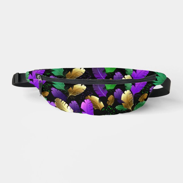 Seamless Pattern with Mardi Gras feathers Bum Bags (Front)