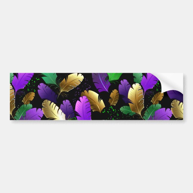 Seamless Pattern with Mardi Gras feathers Bumper Sticker (Front)