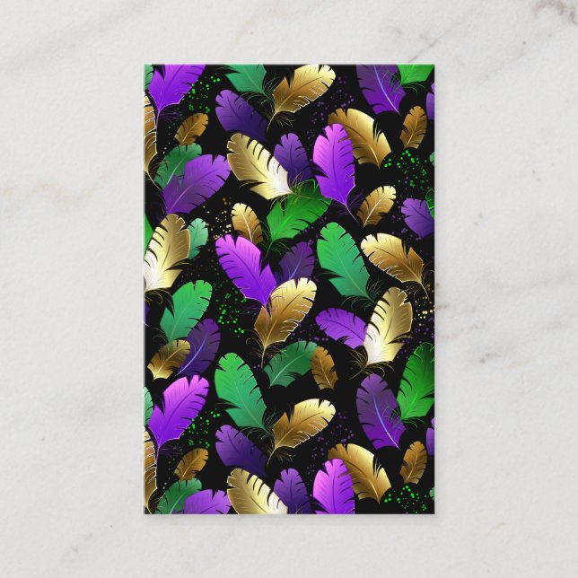 Seamless Pattern with Mardi Gras feathers Business Card (Front)