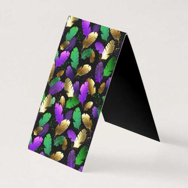 Seamless Pattern with Mardi Gras feathers Business Card (Front)