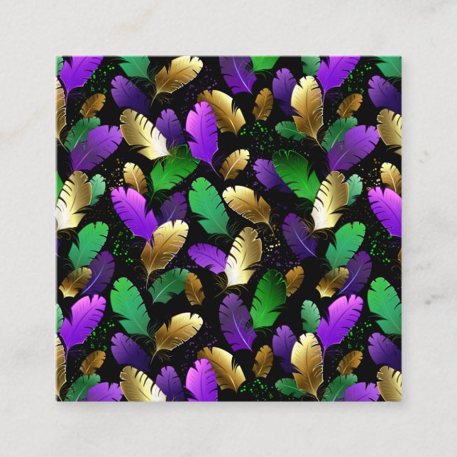 Seamless Pattern with Mardi Gras feathers Calling Card (Front)