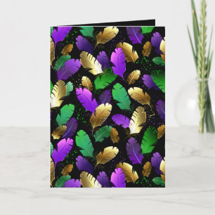 Seamless Pattern with Mardi Gras feathers Card