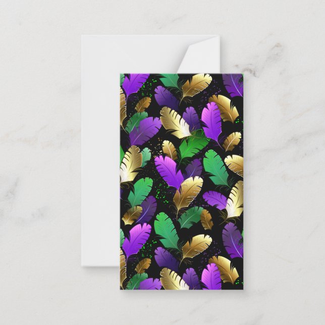 Seamless Pattern with Mardi Gras feathers Card (Front)