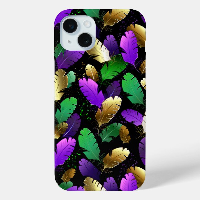 Seamless Pattern with Mardi Gras feathers Case-Mate iPhone Case (Back)