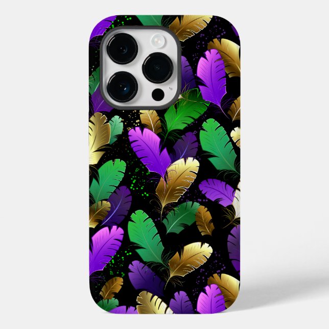 Seamless Pattern with Mardi Gras feathers Case-Mate iPhone Case (Back)
