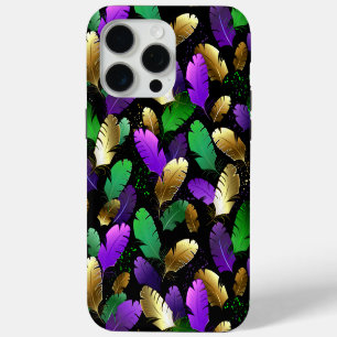 Seamless Pattern with Mardi Gras feathers iPhone 15 Pro Max Case