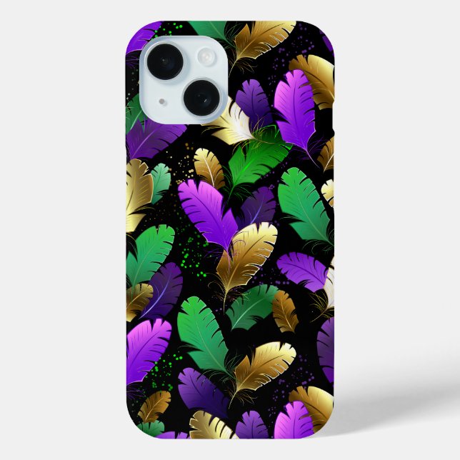 Seamless Pattern with Mardi Gras feathers Case-Mate iPhone Case (Back)