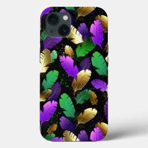 Seamless Pattern with Mardi Gras feathers iPhone 13 Case