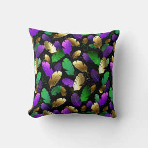 Seamless Pattern with Mardi Gras feathers Cushion