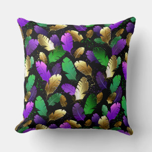 Seamless Pattern with Mardi Gras feathers Cushion