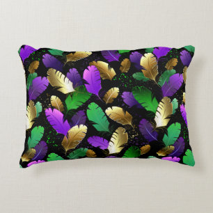 Seamless Pattern with Mardi Gras feathers Decorative Cushion