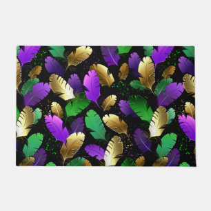 Seamless Pattern with Mardi Gras feathers Doormat