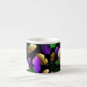 Seamless Pattern with Mardi Gras feathers Espresso Cup