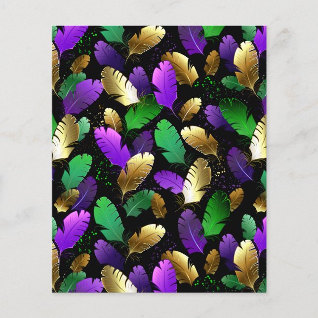 Seamless Pattern with Mardi Gras feathers Flyer (Front)