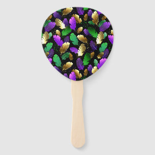 Seamless Pattern with Mardi Gras feathers Hand Fan