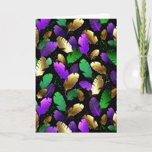 Seamless Pattern with Mardi Gras feathers Invitation