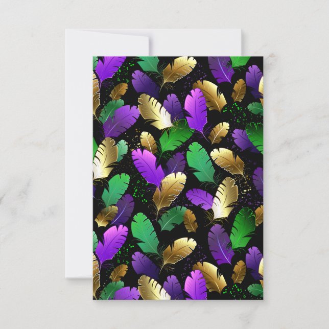 Seamless Pattern with Mardi Gras feathers Invitation (Front)