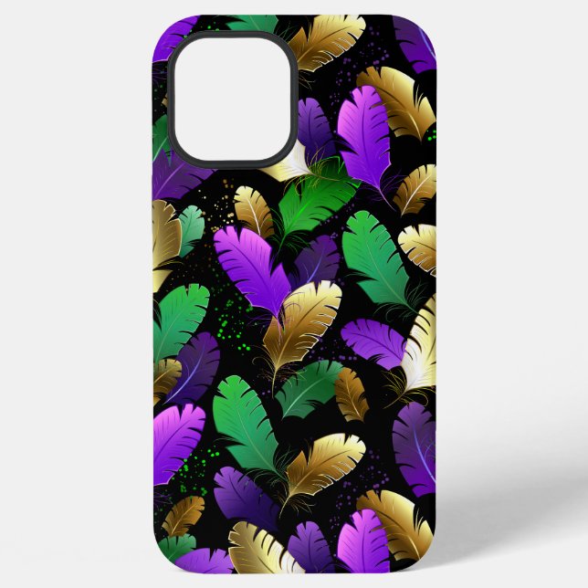 Seamless Pattern with Mardi Gras feathers iPhone Case (Back)