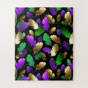 Seamless Pattern with Mardi Gras feathers Jigsaw Puzzle