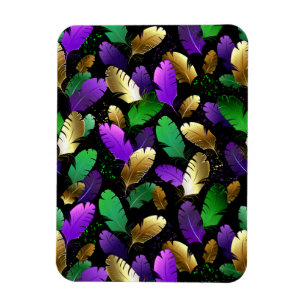 Seamless Pattern with Mardi Gras feathers Magnet