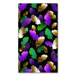 Seamless Pattern with Mardi Gras feathers Magnetic Business Card