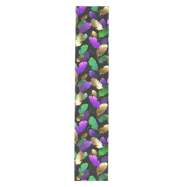 Seamless Pattern with Mardi Gras feathers Medium Table Runner (Front)