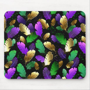 Seamless Pattern with Mardi Gras feathers Mouse Mat
