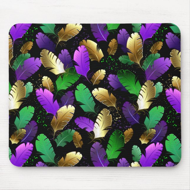 Seamless Pattern with Mardi Gras feathers Mouse Mat (Front)