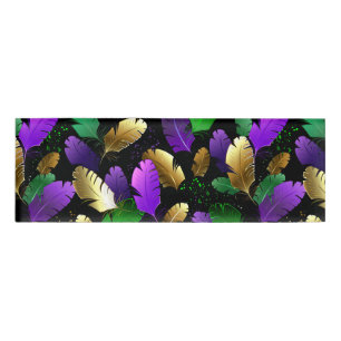 Seamless Pattern with Mardi Gras feathers Name Tag