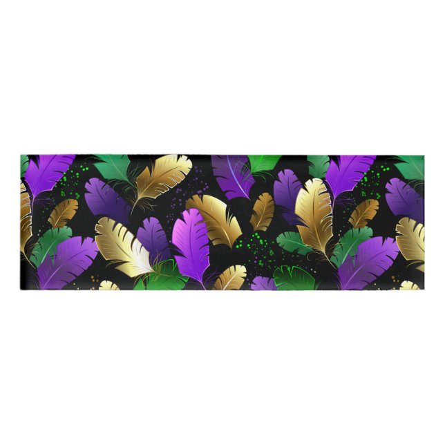 Seamless Pattern with Mardi Gras feathers Name Tag (Front)
