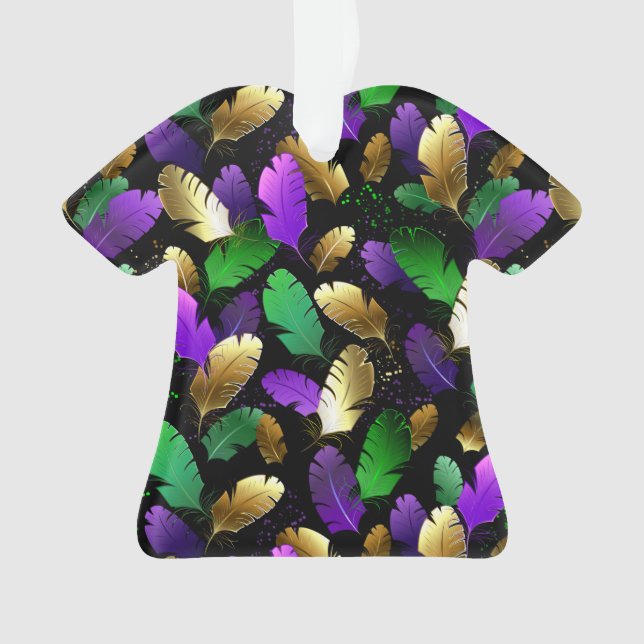 Seamless Pattern with Mardi Gras feathers Ornament (Front)