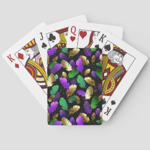 Seamless Pattern with Mardi Gras feathers Playing Cards